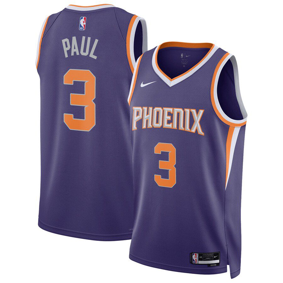 Men Phoenix Suns 3 Chris Paul Nike Purple Icon Edition 2022-23 Swingman NBA Jersey
